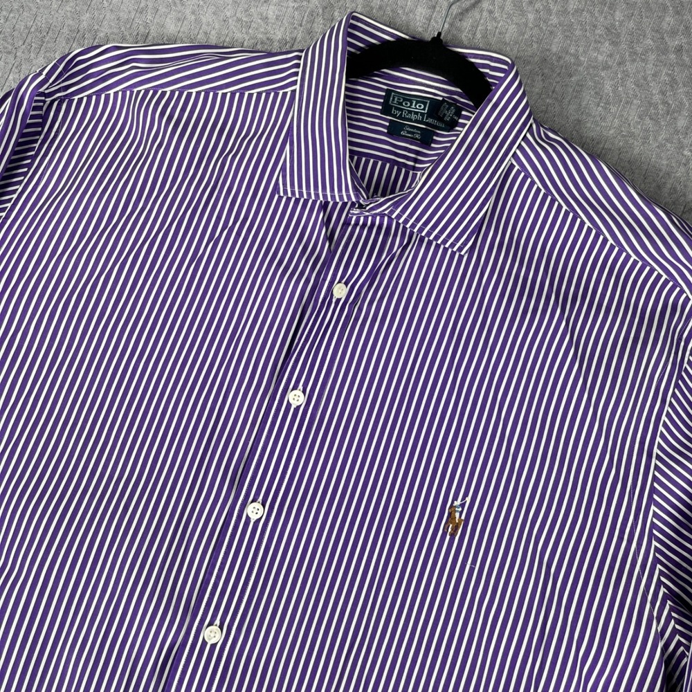 Vintage Polo Ralph Lauren Button Up Shirt Men 3XLT Purple Striped Stanton